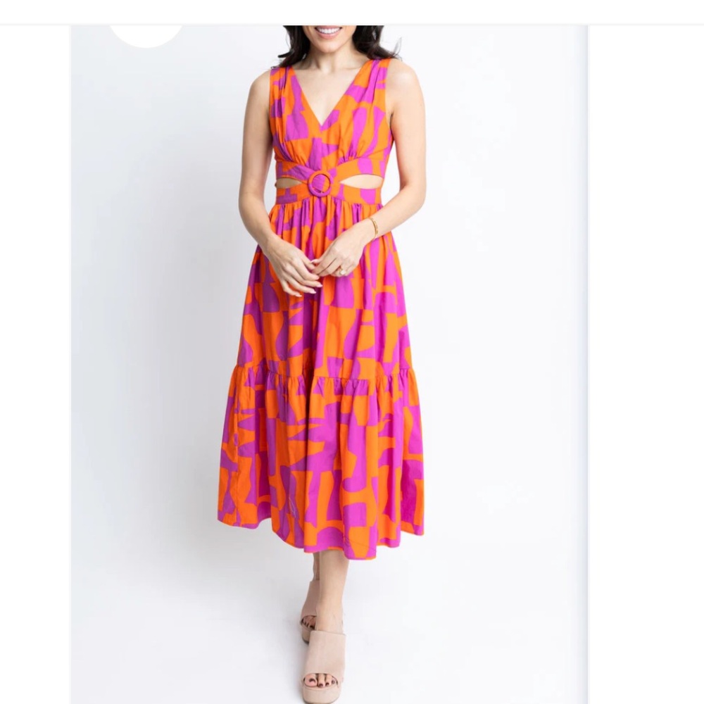 Karlie Purple and Orange Geometric Dress